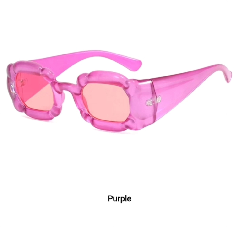 Fushia (purplish/pink) square shaped tinted sunglasses, NEW